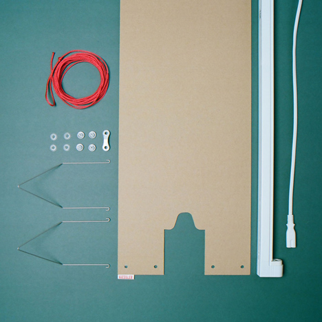 NUMEROUNO lamp made from corrugated cardboard by Johannes Kiessler