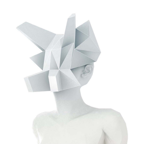 Origami masks for mannequins by 3Gatti Architecture Studio