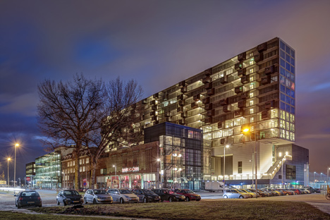 Schiecentrale 4b tower with protruding storage by Mei Architecten en Stedenbouwers