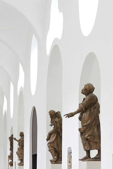 John Pawson's minimal St Moritz Church photographed during a choir rehearsal