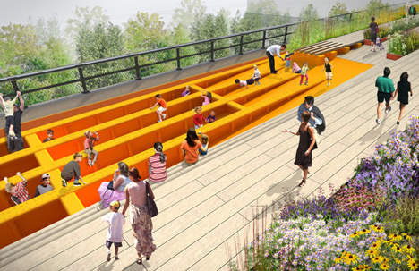 Plant-filled amphitheatre proposed for the High Line's final stretch