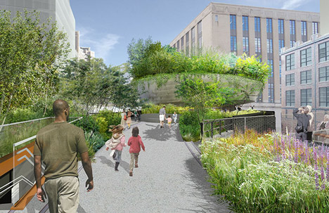 Plant-filled amphitheatre proposed for the High Line's final stretch