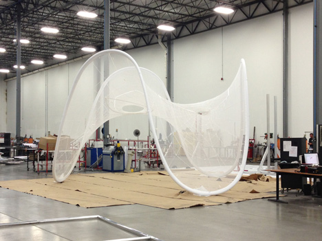 Volvo Pure Tension Pavilion that charges an electric car by Synthesis Design + Architecture