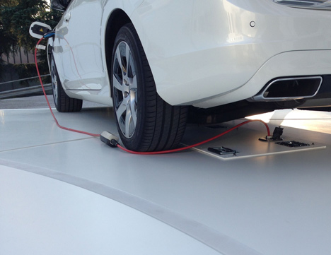 Volvo Pure Tension Pavilion that charges an electric car by Synthesis Design + Architecture