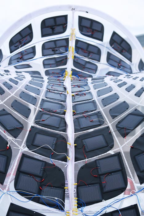 Volvo Pure Tension Pavilion that charges an electric car by Synthesis Design + Architecture