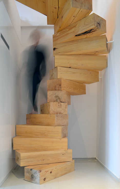Wooden staircase in Split Flat by QC