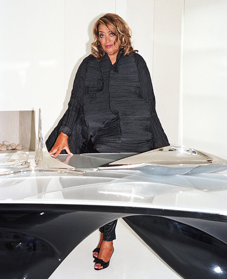 Zaha Hadid portrait wearing Elke Walter photograph by Tung Walsh
