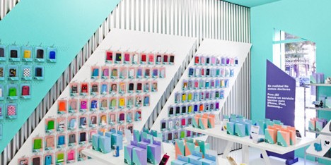 Doctor Manzana colourful gadget shop interior by Masquespacio