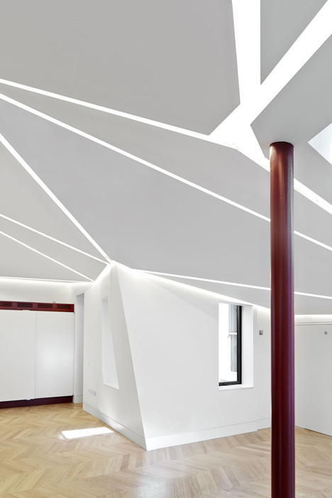 Great James Street Office extension with a faceted copper roof by Emrys Architects