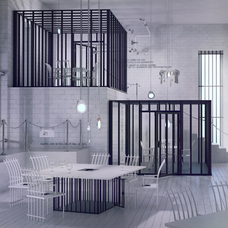 Poczekalnia restaurant imagined like a prison by Karina Wiciak