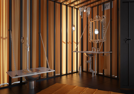Poczekalnia restaurant imagined like a prison by Karina Wiciak
