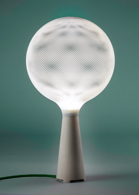 3D-printed shades diffuse light from Afillia lamps by Alessandro Zambelli for .exnovo