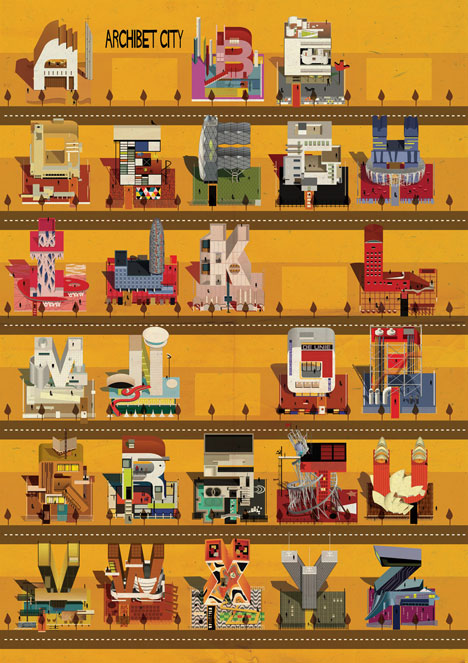 Archibet alphabet of architects by Federico Babina