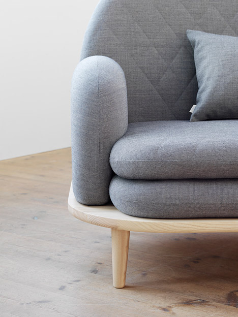 Base of Rise sofa by Note Design Studio extends to form a side table