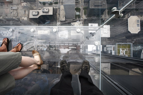 Birds eye view from The Ledge at the Willis Tower