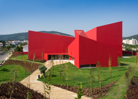 Casa das Artes bright red cultural centre by Future Architecture Thinking