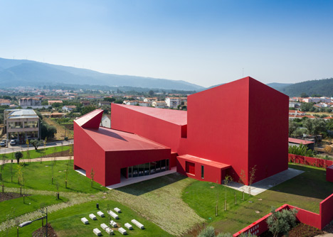 Casa das Artes bright red cultural centre by Future Architecture Thinking