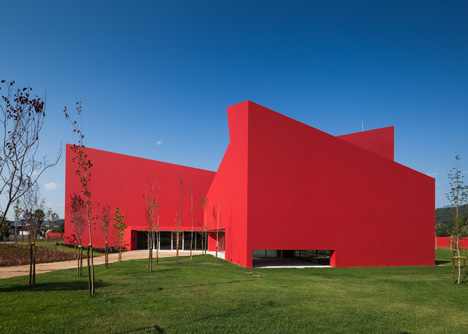 Casa das Artes bright red cultural centre by Future Architecture Thinking