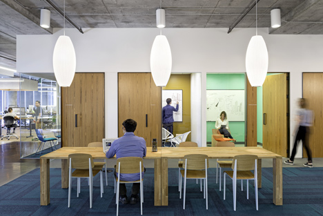Cisco offices by Studio O+A features wooden meeting pavilions