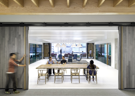 Cisco offices by Studio O+A features wooden meeting pavilions