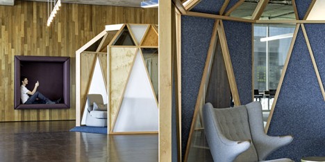 Cisco offices by Studio O+A features wooden meeting pavilions