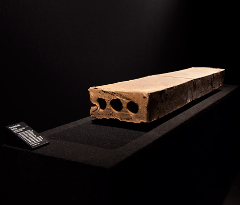 Clay brick block at BarberOsgerby In The Making exhibition at London Design Museum