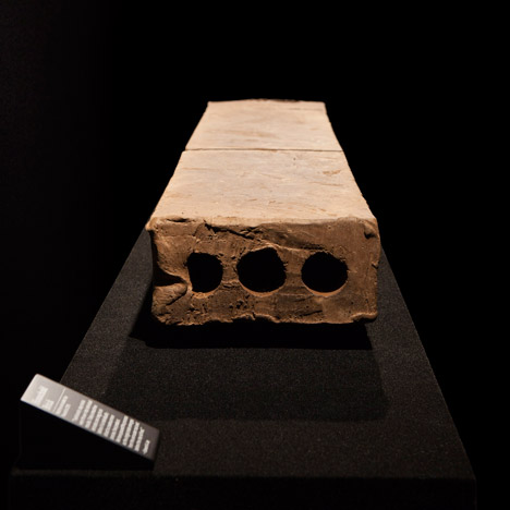 Clay brick block at BarberOsgerby In The Making exhibition at London Design Museum