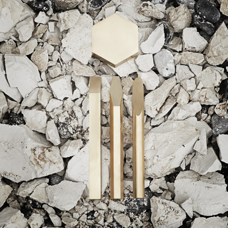 Disquiet Luxurians brass tools for mining feldspar by Emilie F Grenier