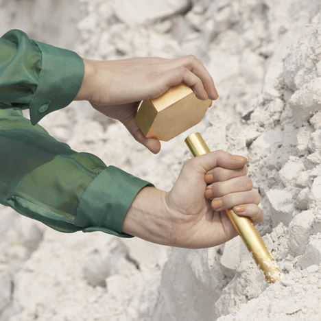 Disquiet Luxurians brass tools for mining feldspar by Emilie F Grenier