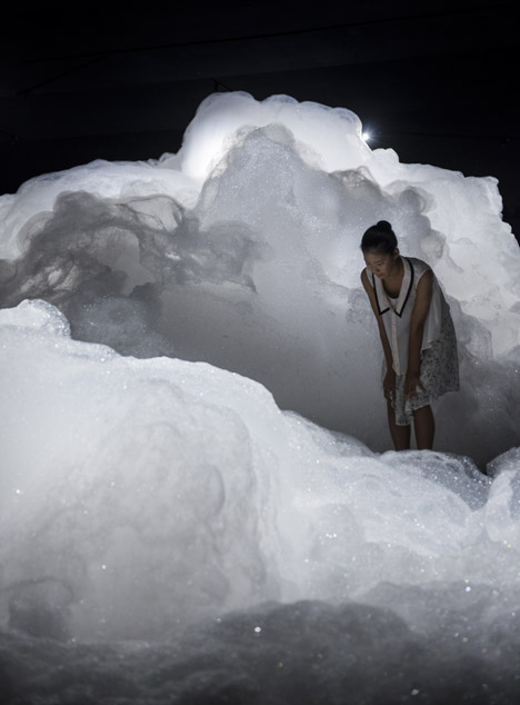 Kohei Nawa's Foam installation created a cloud-like landscape of soapy bubbles