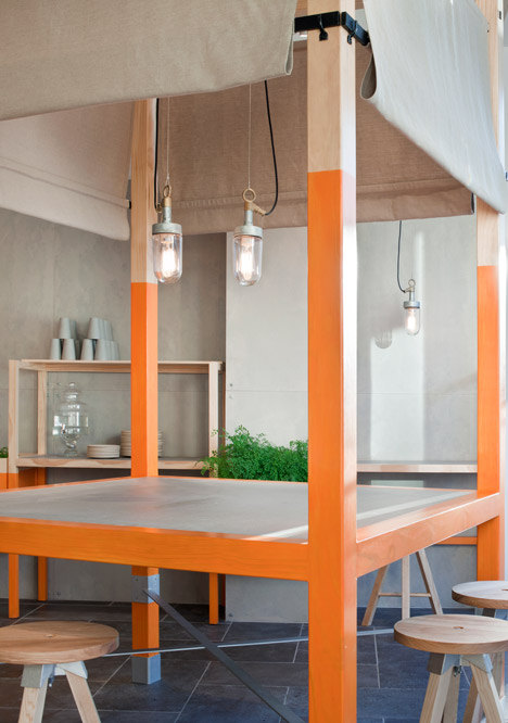 Foxes Den cafe by Hecker Guthrie references a chicken coop