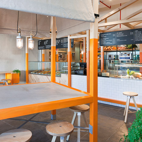 Foxes Den cafe by Hecker Guthrie references a chicken coop