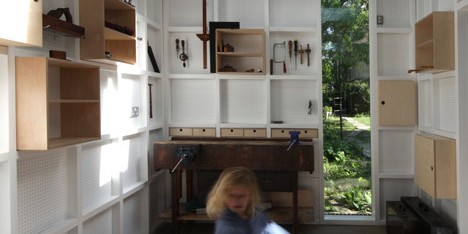 Garden Workshop designed around an old workbench and a collection of handmade tools