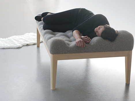 Kulle lumpy day bed with boiled-wool bobbles by Stefanie Schissler