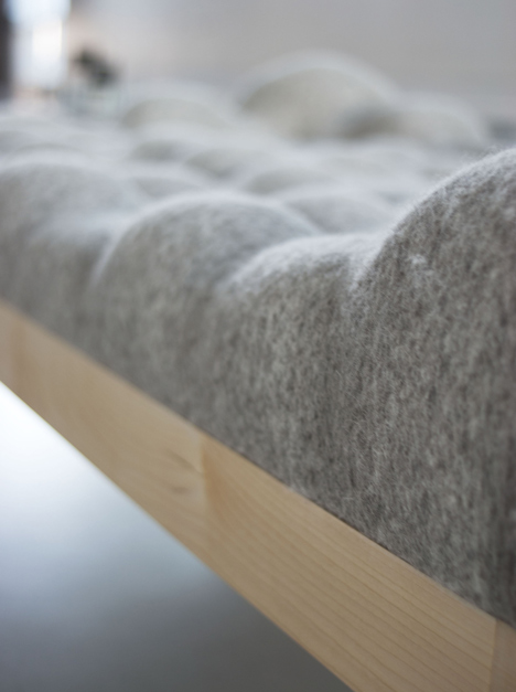 Kulle lumpy day bed with boiled-wool bobbles by Stefanie Schissler