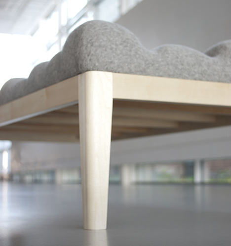Kulle lumpy day bed with boiled-wool bobbles by Stefanie Schissler