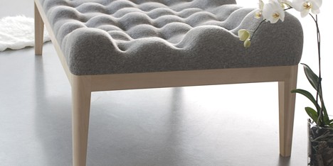 Kulle lumpy day bed with boiled-wool bobbles by Stefanie Schissler