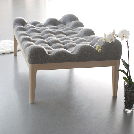 Kulle lumpy day bed with boiled-wool bobbles by Stefanie Schissler