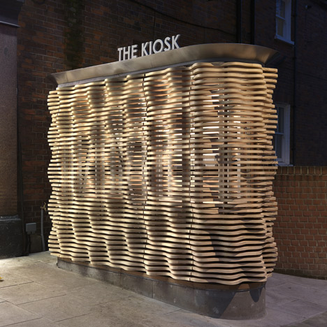 London flower kiosk with a wavy timber exterior by Buchanan Partnership
