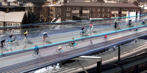 Norman Foster cycling utopia above London railways