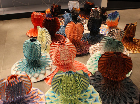Origami dresses by Jule Waibel installed at Bershka stores in 25 cities