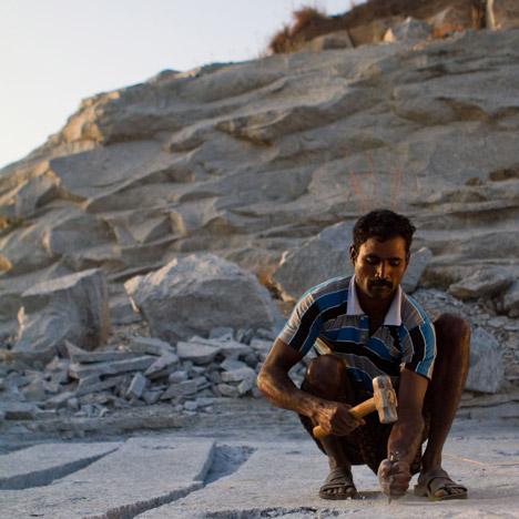 Stonecutters from a granite quarry in Tamil Nadu