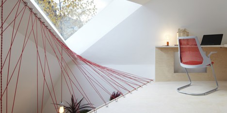 Parachute cables form netted balustrades at Fraher Architects’ London studio