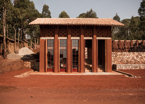African children's library with rammed earth walls by BC Architects