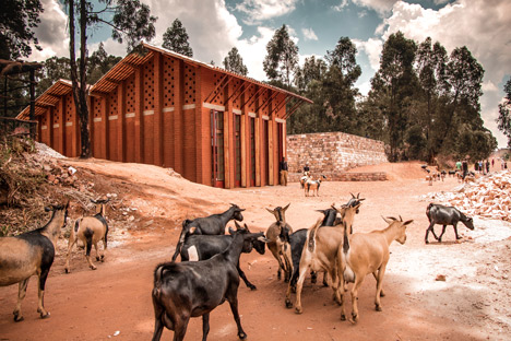 Children's library in Africa with rammed earth walls by BC Architects