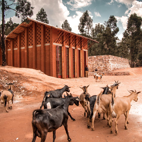 Children's library in Africa with rammed earth walls by BC Architects