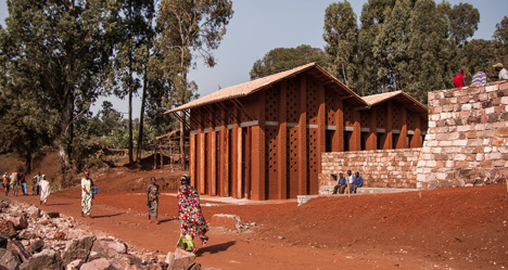 Children's library in Africa with rammed earth walls by BC Architects