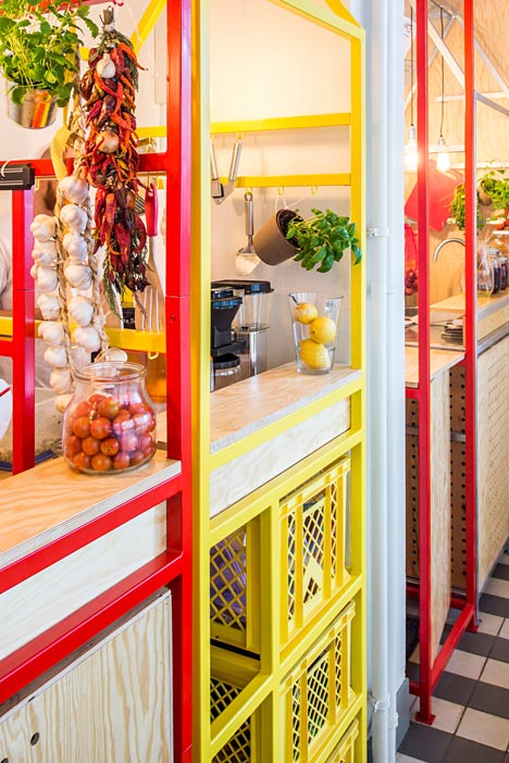 Zapiekanka restaurant in Warsaw modelled on a market booth by MFRMGR