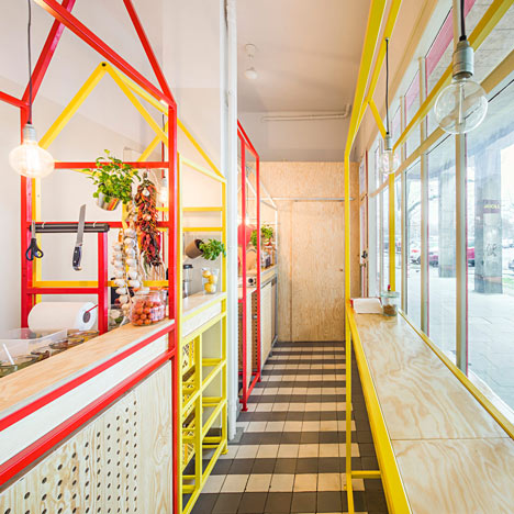 Zapiekanka restaurant in Warsaw modelled on a market booth by MFRMGR