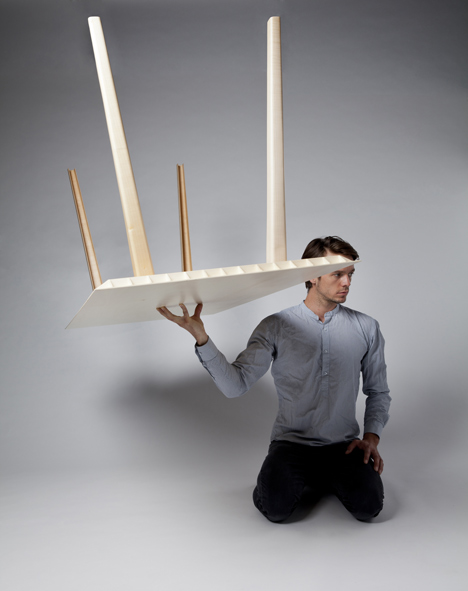 Wooden table by Ruben Beckers weighs just 4.5 kilograms